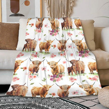 Highland Cow Blanket - Ultra Soft Cozy Plush Fleece Warm Throw for Women, Cow Gi