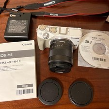 Canon EOS M3 White Mirrorless Camera with Lens and Original Box Accessories