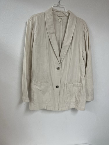 a.n.a Cotton Blazer Jacket Women’s Large Moonbeam Cream Gauze Comfortable