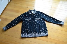 The Quacker Factory Womens Black Paisley Beaded Jacket Long Sleeve Denim Size M
