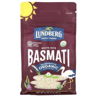Lundberg Organic California White Basmati Rice 32 oz 907 g BPA-Free,