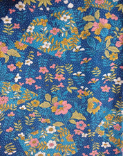 Japanese Kimono  Unlined Summer Hitoe Wool  Blue Turquoise Sage Pink Floral
