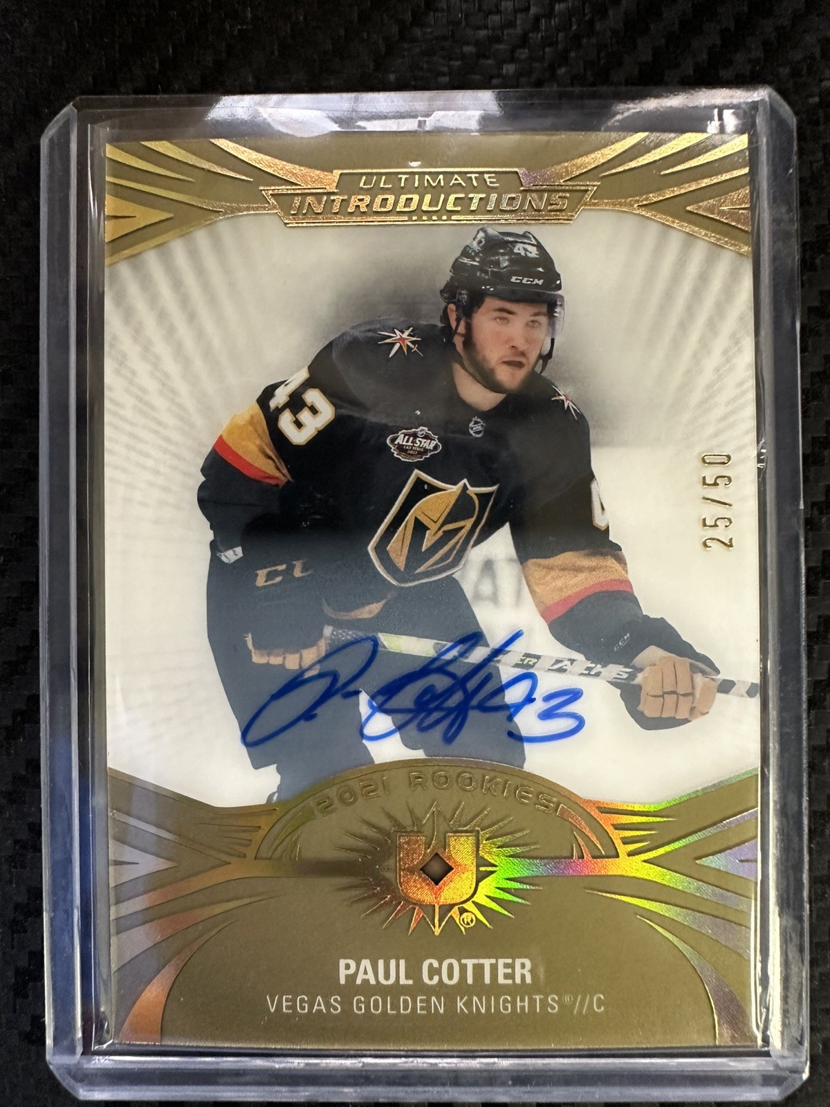 2021-22 UD ULTIMATE INTRODUCTIONS PAUL COTTER ROOKIES AUTO GOLD /50 #UI-58