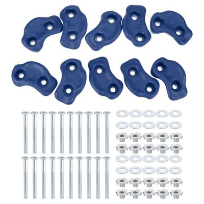 Rock Climbing Holds 10 Pcs Rock Wall with Double Holes for Playground Blue-A
