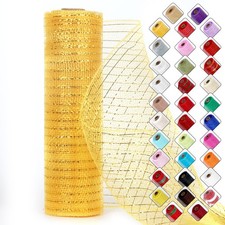 Mesh Ribbon for Wreaths 10 Inch x 30 Foot Metallic Foil Gold Decor Roll