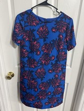 J Crew Women’s Size 2 Shift Dress / Blue And Hot Pink Floral Short Sleeve