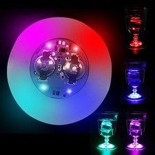 LED Cup Holder Lights Light Up Coasters With 7 Colors Luminescent Elegant