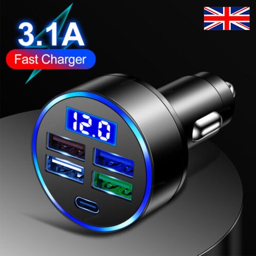 Fast Car Charger 4 USB Port + Type C Universal Socket Adapter For