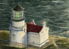 Point Conception Lighthouse, Santa Barbara, CA. Gerald Hill Watercolor Prints