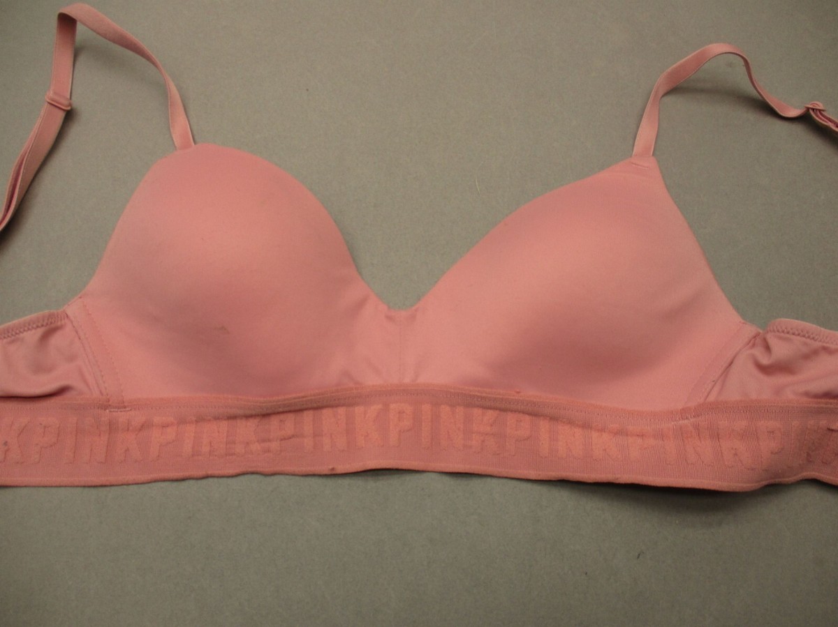 34A Victorias Secret Pink Womens Peach Lined Wireless Back Closure