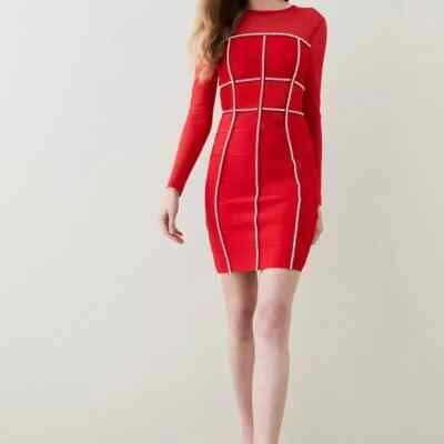 karen millen red bandage dress Red Petite Figure Form Bandage Sleeveless Pencil Knit Maxi Dress
