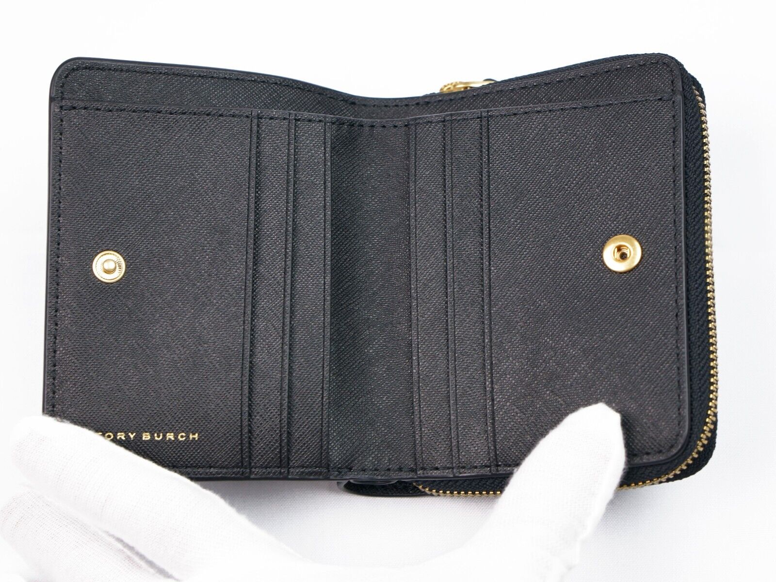 New Tory Burch Emerson Black Saffiano Leather Small Wallet 147606