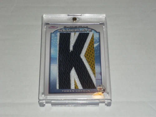 PRESIDENTS CHOICE IN THE CREASE TOMAS VOKOUN GAME USED NAMEPLATE LETTER K 1/1
