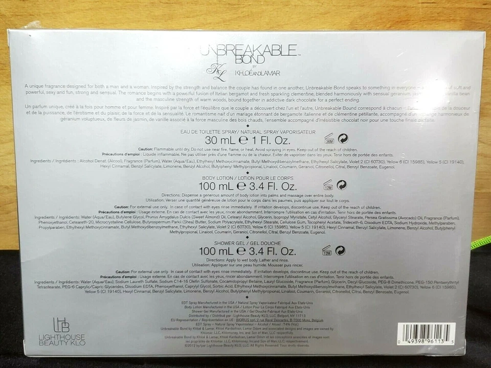 KHLOE & LAMAR UNBREAKABLE BOND 3 Pc Gift Set EDT Spray + Lotion + Shower Gel - Image 2 of 2