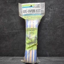 Vintage Arden Paradise Lawn Chair Webbing Rewebbing Kit, Blue w/Tan/White Stripe