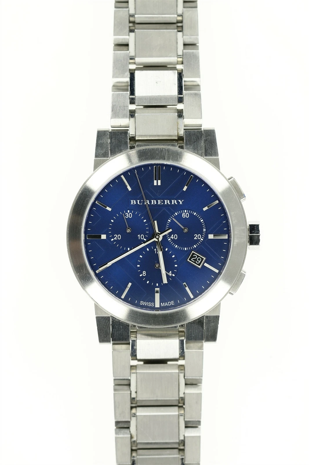 Orologio Cronografo Burberry BU9363 Uomo Argento Quadrante Blu Acciaio 06565