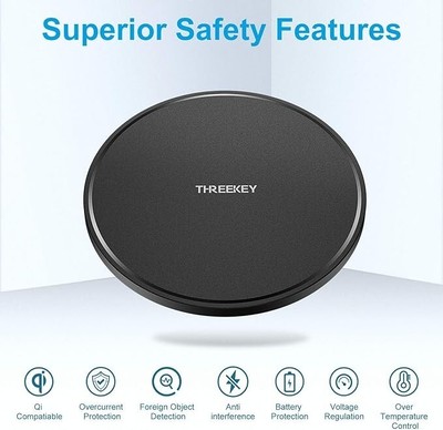 THREEKEY Fast Wireless Charger Ladepad, kabelloses [ 1 Pack] 10W Ladegerät......