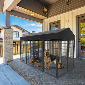 Dog Kennel Outdoor Heavy Duty Dog House avec l'eau résistante Couverture en acier Fence