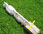 Massive Pine NEWEL POST, old paint, square nails, 48" x 8" circa1900 or earlier — photo 2