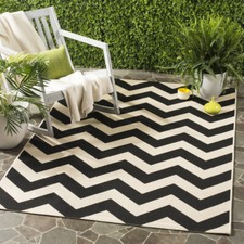Tapis de cour noir/beige SAFAVIEH intérieur extérieur CY6244-256