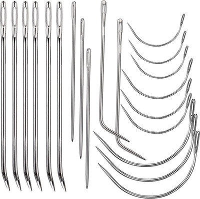 20 Pcs Leather Sewing Needles,Heavy Duty Sewing Needles Kit Include Curved Leath