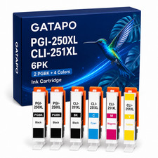 PGI-250XL CLI-251XL 6PK High Yield Ink for PIXMA MG5420 MG5620 MG6420 MG6620