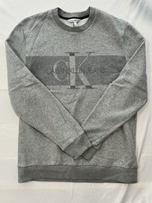 Calvin Klein Jeans Mens Large Gray CK Logo Crewneck Sweatshirt Fleece Pullover