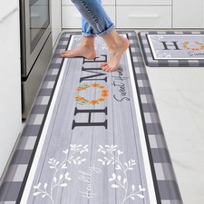 2 PCS Kitchen Rugs Mats For Floor Cushioned NonSlip Anti Fatigue Runner