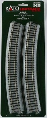 Kato 2-240 HO Gauge Code 83 28-3/4'' Radius 22.5° Curved Unitrack(Pack of 4)
