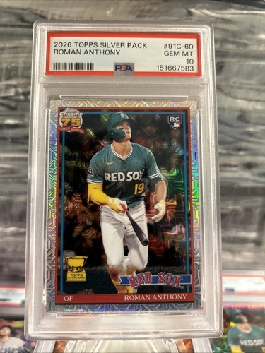 2026 Topps Series 1 Roman Anthony Silver Pack Chrome Mojo (RC) #91C-60 PSA 10🔥