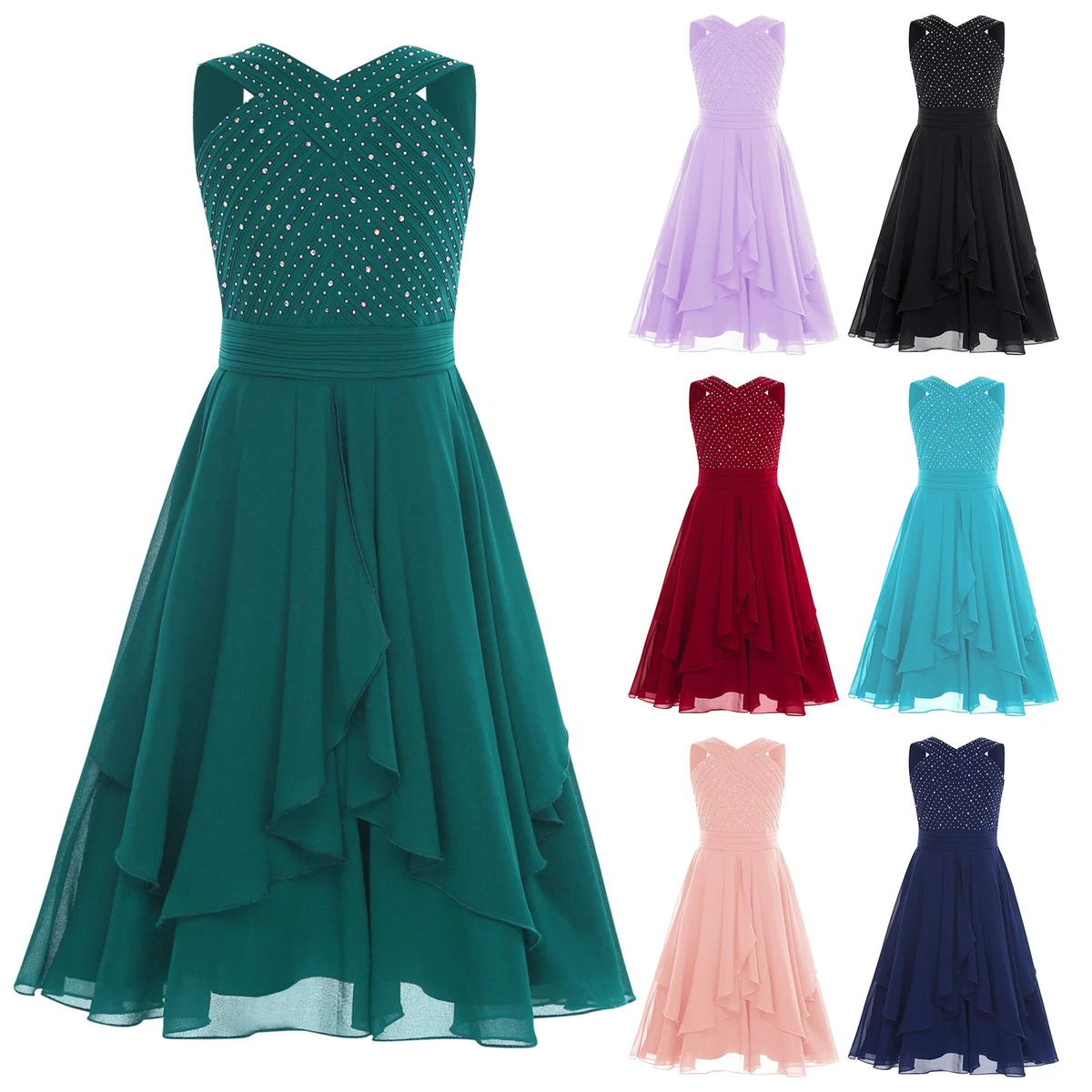 graduation dresses for ages 10 12 Designer Sequence Dress In Spring Blue – Paparazzi Kids main image 1