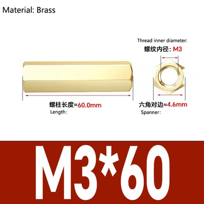 #ad Brass Hex Standoffs Female Female M3 M4 4 60mm PCB Isolation Motherboard Spacers $452.71