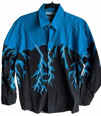 #ad #ad Vintage Brooks amp; Dunn Panhandle Slim Western Shirt L Brushpopper Lightning Snaps $54.00