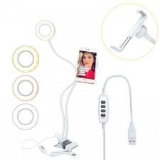 LED Selfie Ring Light w/ Flexible Cell Phone Holder Stand For Live Stream&Makeup