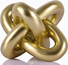 Golden Knot Statue, Three Knot Sculpture Home Decor Accents, Knot Sculptures and