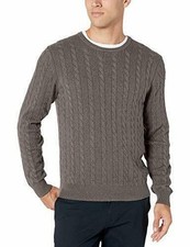 NEW NWT Mens Sz XXL Casual or Dress Brown Stretchy Cotton Cable Knit Sweater