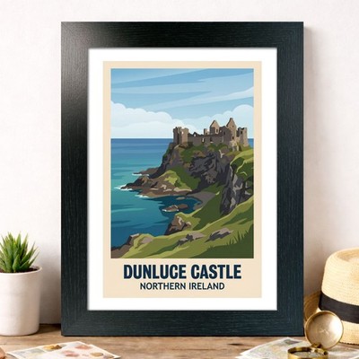 Dunluce Castle, Northern Ireland Travel Poster Giclee Art Print