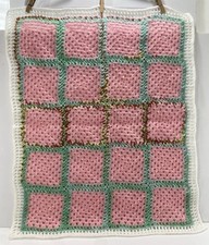 One Hand Crocheted BABY Blanket In Granny Square Pattern NEW 1009