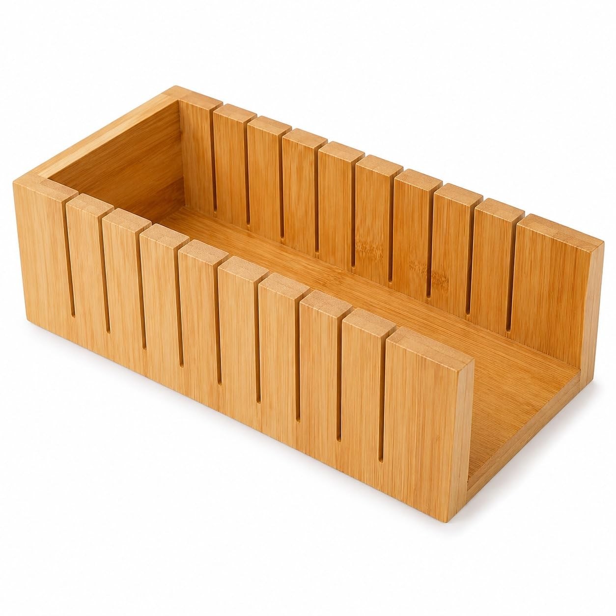 S V Wooden Bread Slicer Cutting Guide Box – Premium 12.8"L x 7.9"W, Brown