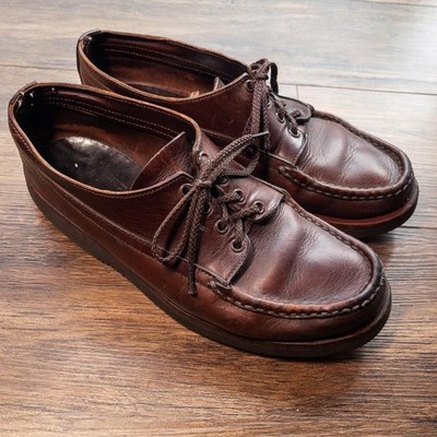 Russell Moccasin Fishing Oxford Brown Leather US 9.5 Men's Shoes