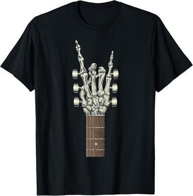 Rock On Skeleton Hand Guitar Gifts Rock Band T-Shirt