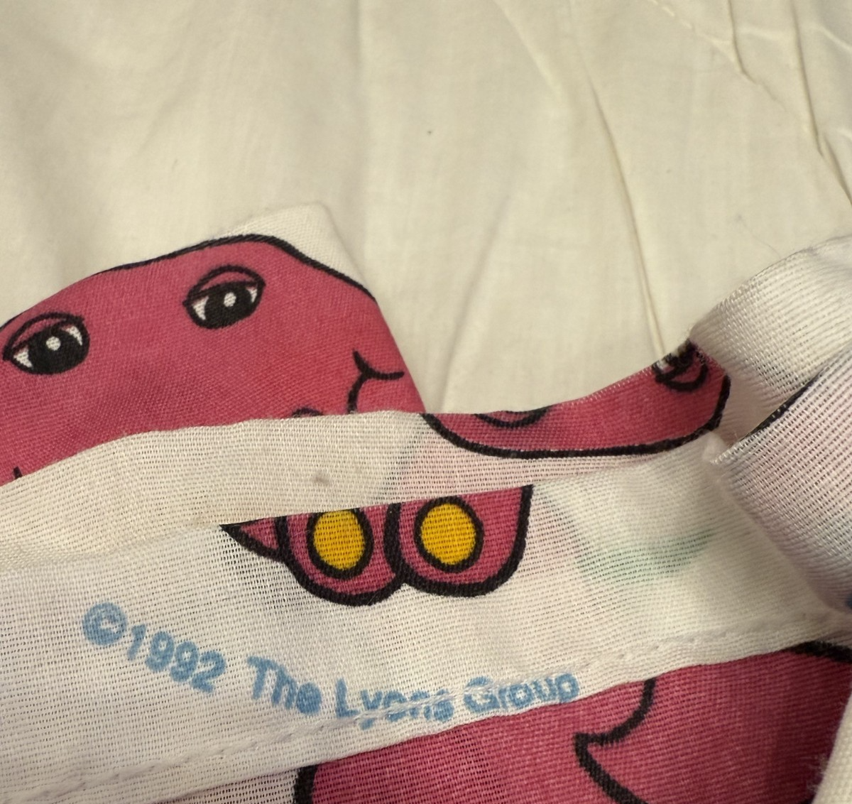Barney the Dinosaur Twin Flat Sheet & Pillowcase Bibb Company 1992