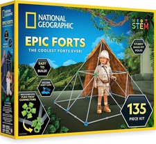 NATIONAL GEOGRAPHIC Kids Fort Building Kit - 135-Piece Indoor Fort ... Fast Ship