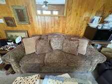 Traditional Style, Three-Seat Couch and Matching Chair, Paisley Jacquard, Lazy B