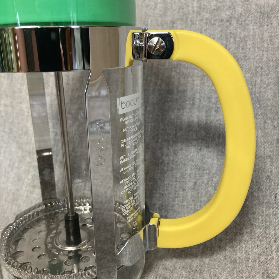 Café Bodum edição limitada 70 aniversário amarelo verde azul imprensa francesa 2014 - Imagem 3 de 4