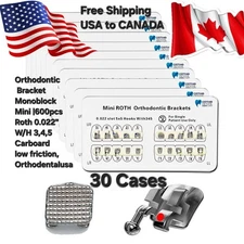 Set x 30, 50, 100 Orthodontic Brackets Mini Monoblock Roth 0.22" Orthodentalusa