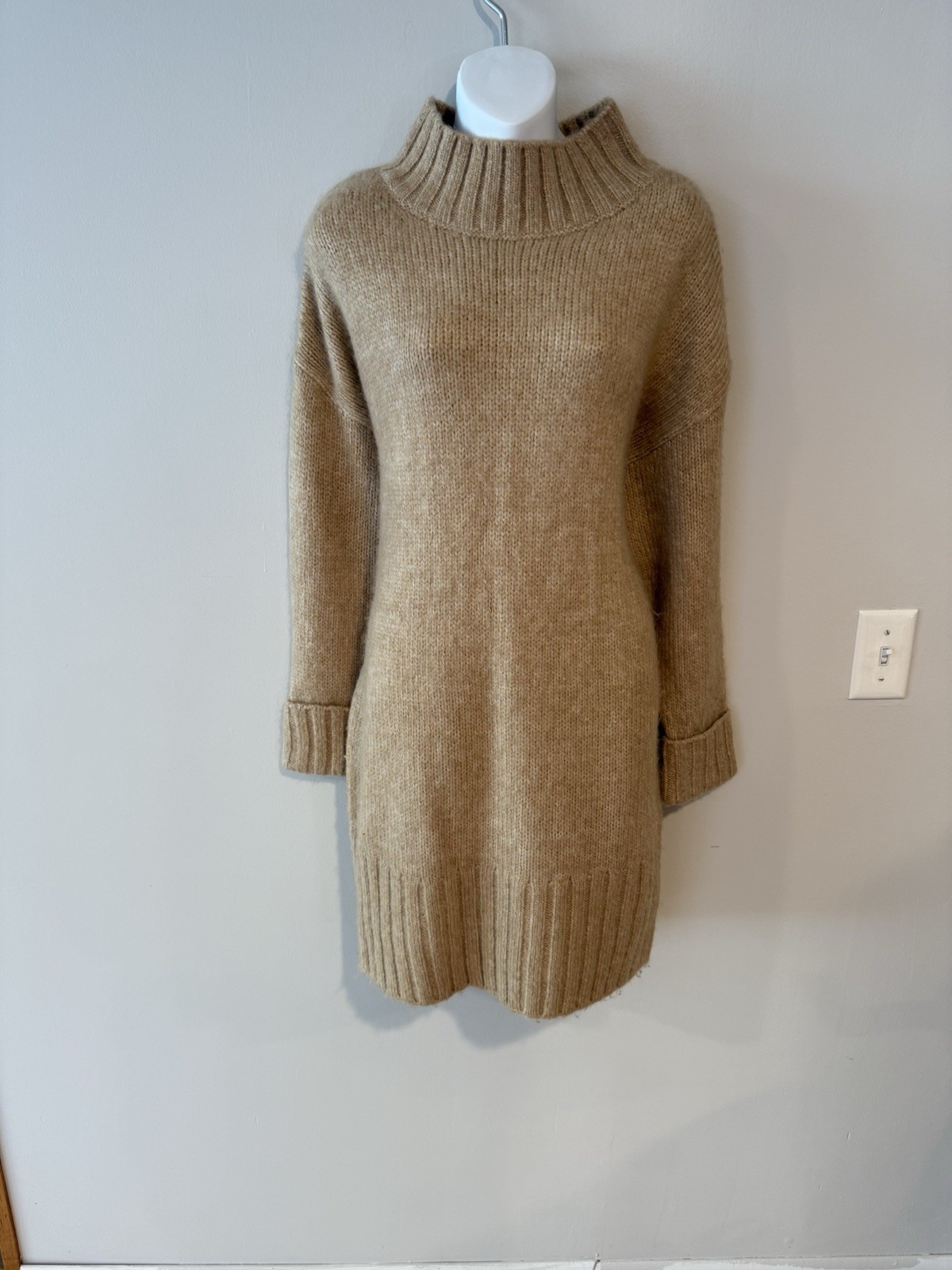 Express - Camel Colored Turtle Neck Sweater Dress… - image 2