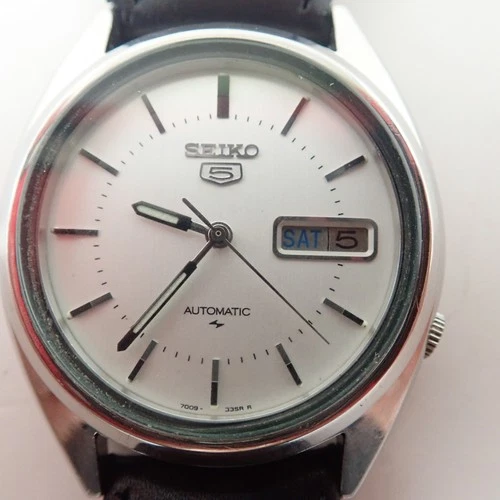 Seiko 5 Automatic 7009-3041 Day Date White Dial Vintage Japan Runs