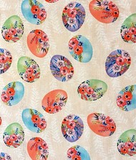 Easter Fabric, Cotton, Easter Eggs, Colorful Quilting Fabric, By the Half Yard