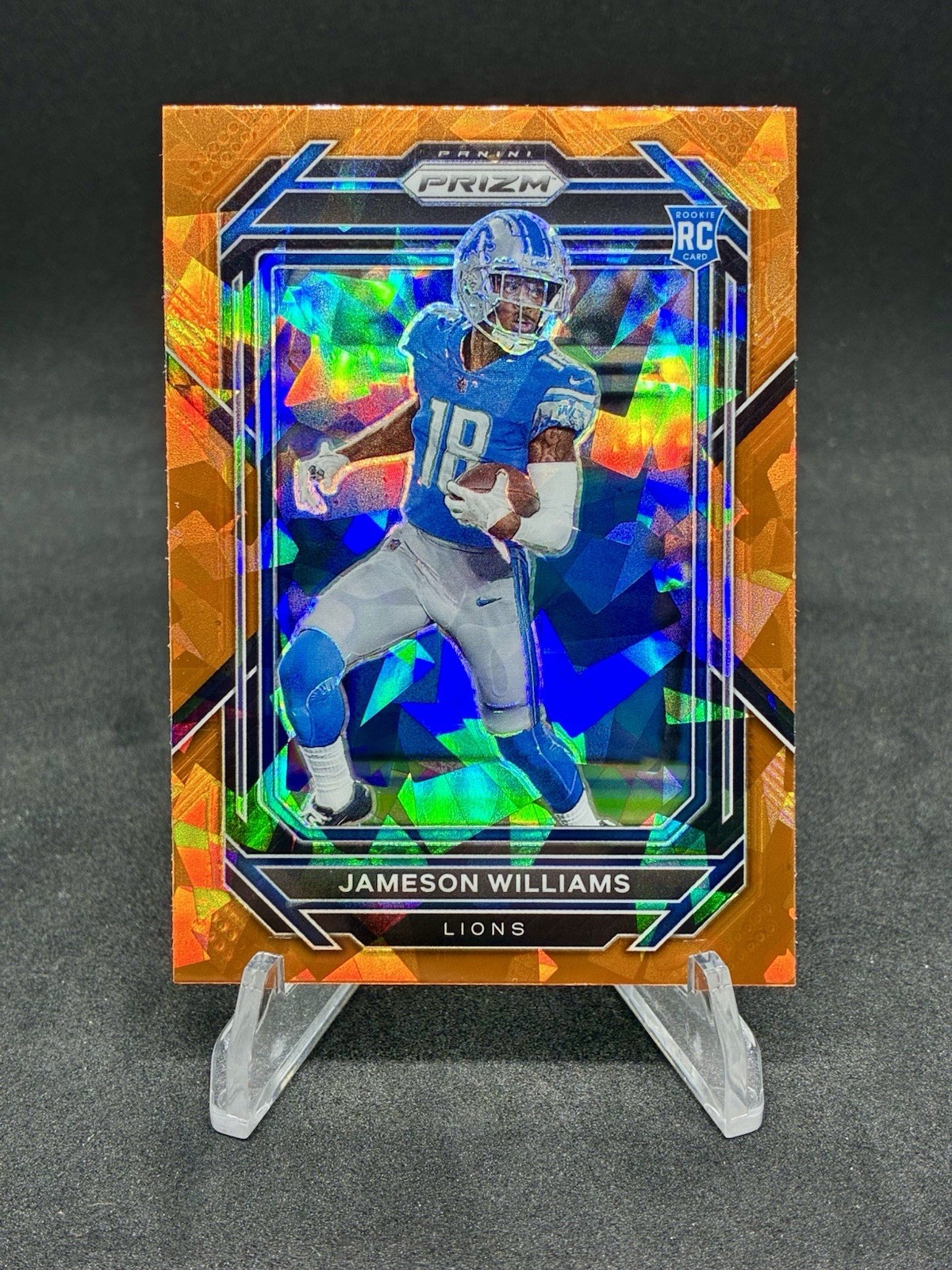 JAMESON WILLIAMS 2022 Panini Prizm ORANGE Cracked Ice Rookie Card #311 Lions!
